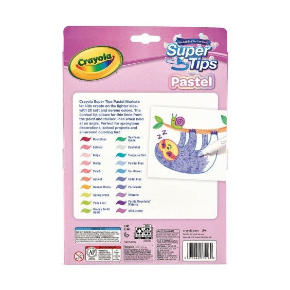 Crayola SuperTips Pastel Washable Markers, Pack of 20 by Crayola
