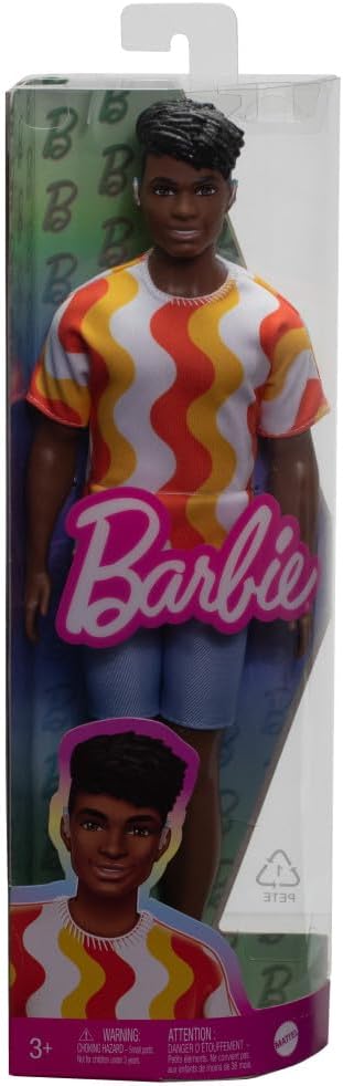 Barbie Fashionistas Ken Doll With Hearing Aids Wearing An Orange Shirt & Jelly Shoes