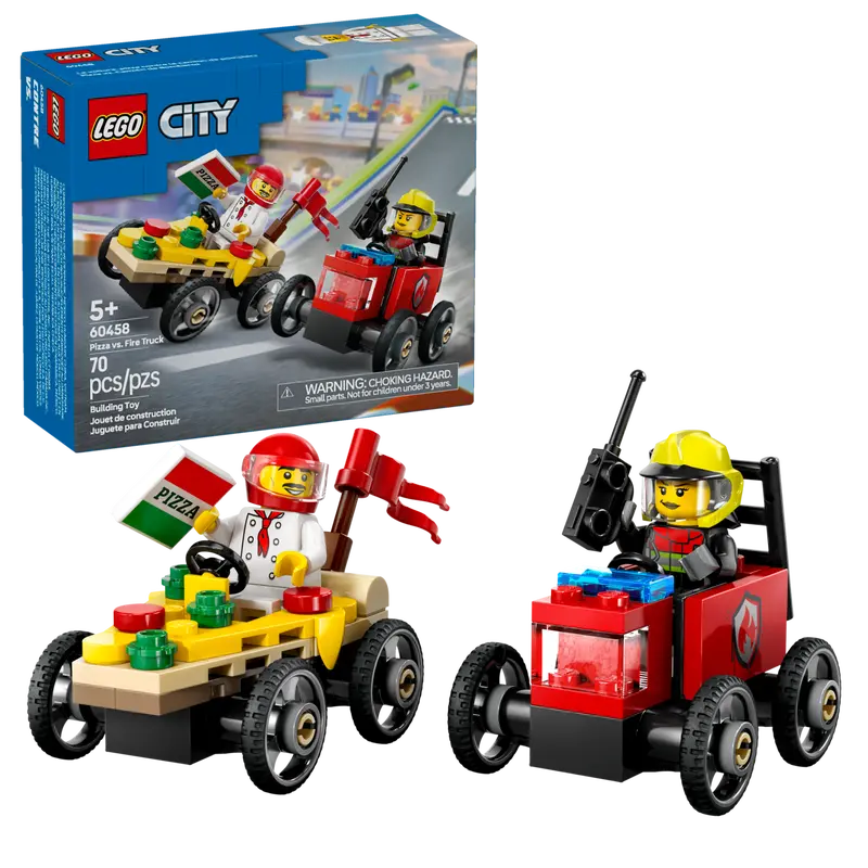 LEGO City Pizza vs. Fire Truck Race Car Pack (60458)