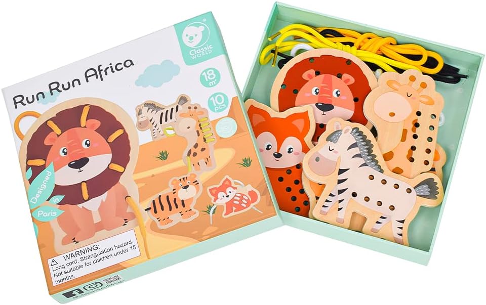 Classic World Run Run Africa Lacing Animals Toy