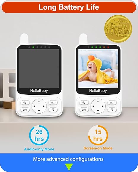 HelloBaby WiFi-Free Baby Monitor with Voice-Activated Night Vision