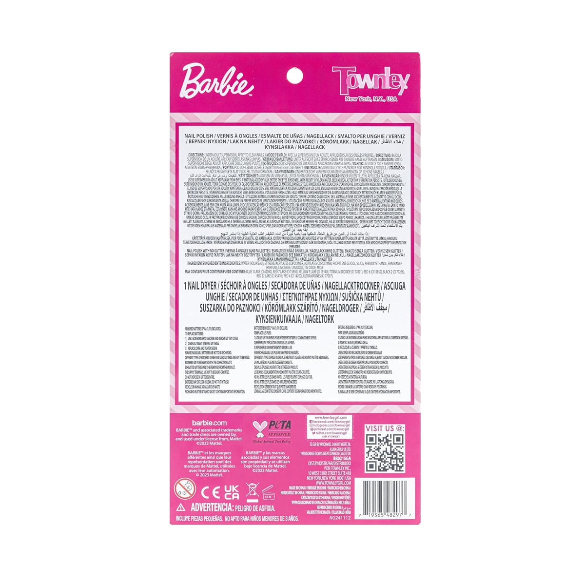 Townley Girl Barbie Peel-Off Nail Polish Set with Dryer by Townley Girl
