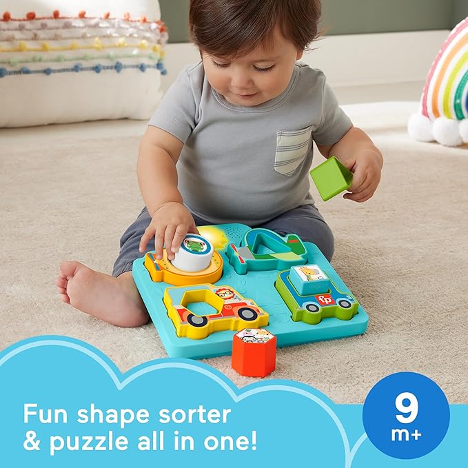 Fisher-Price Baby Sorting Toy Shapes & Sounds Vehicle Puzzle with Music
