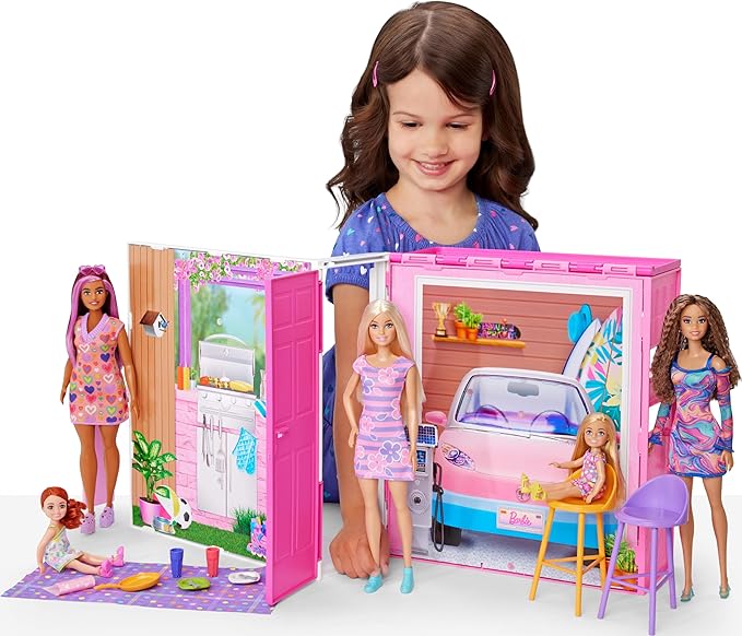 Barbie Dollhouse Playset, Getaway House with 11 Accessories