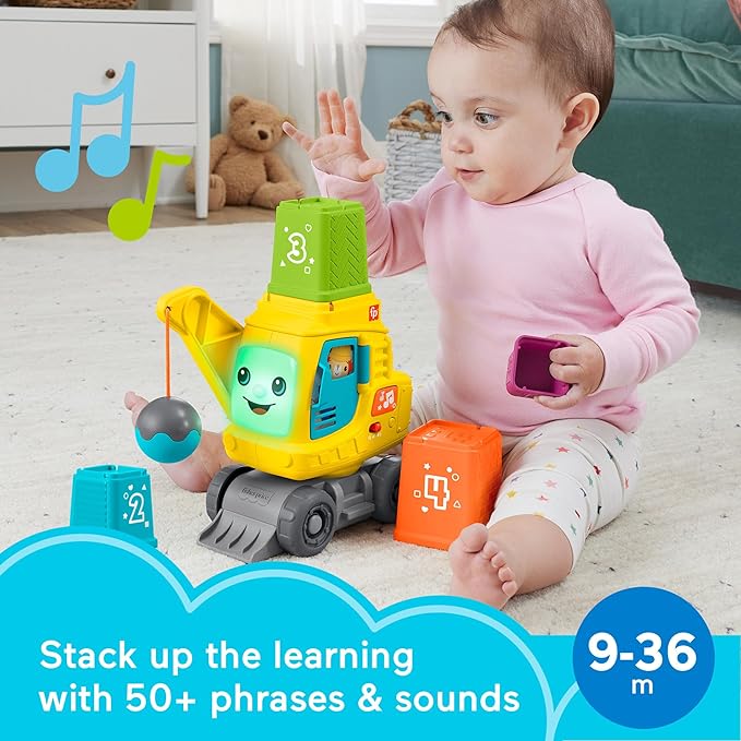 Fisher-Price Baby & Toddler Learning Toy Count & Stack Crane with Blocks