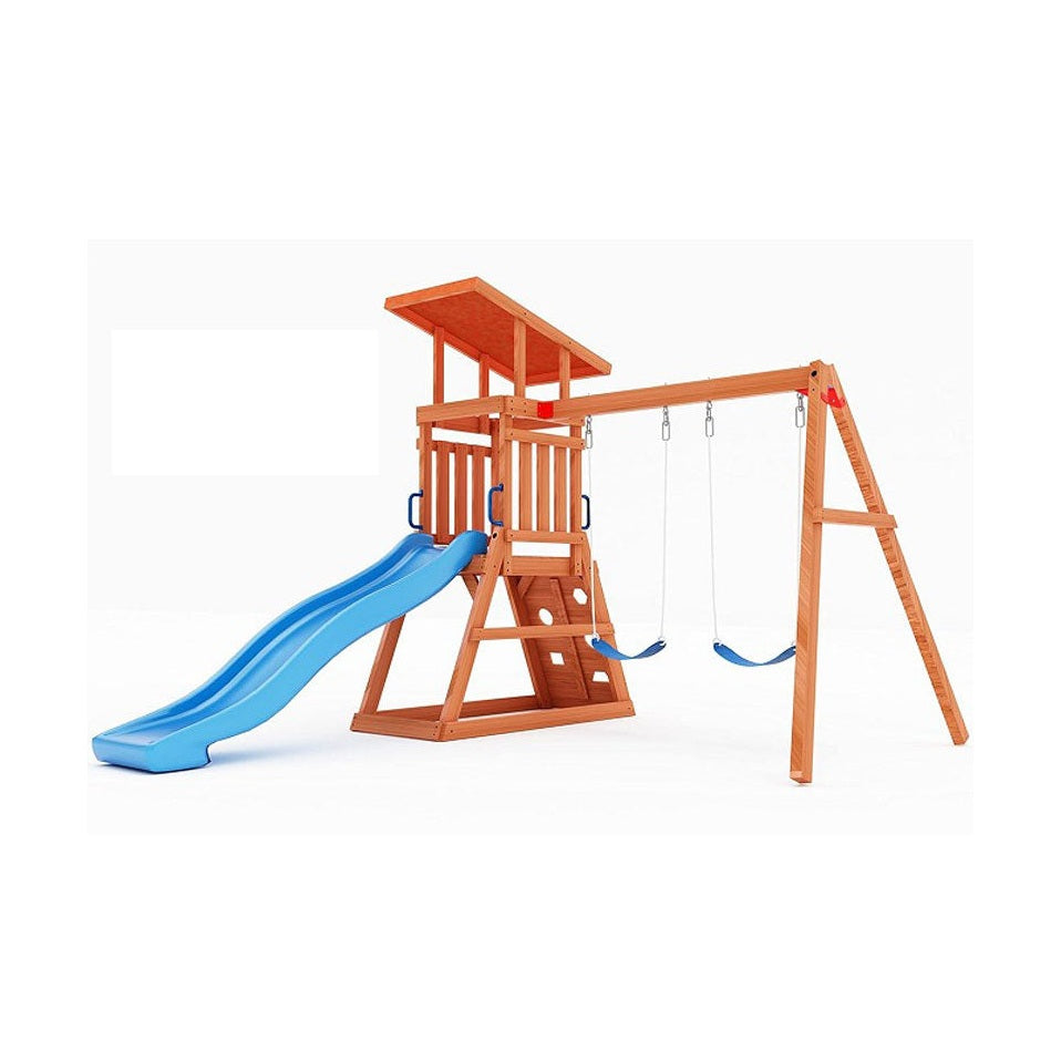 Adventure Wood Swing & Slide With Climbing Wall by OFFBRAND