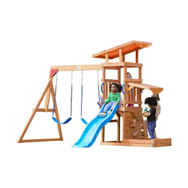 Adventure Wood Swing & Slide With Sand Pit Toys by OFFBRAND