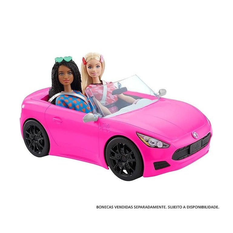 Barbie Toy Car, Bright Pink Doll-Sized Convertible with 2 Seats by Mattel