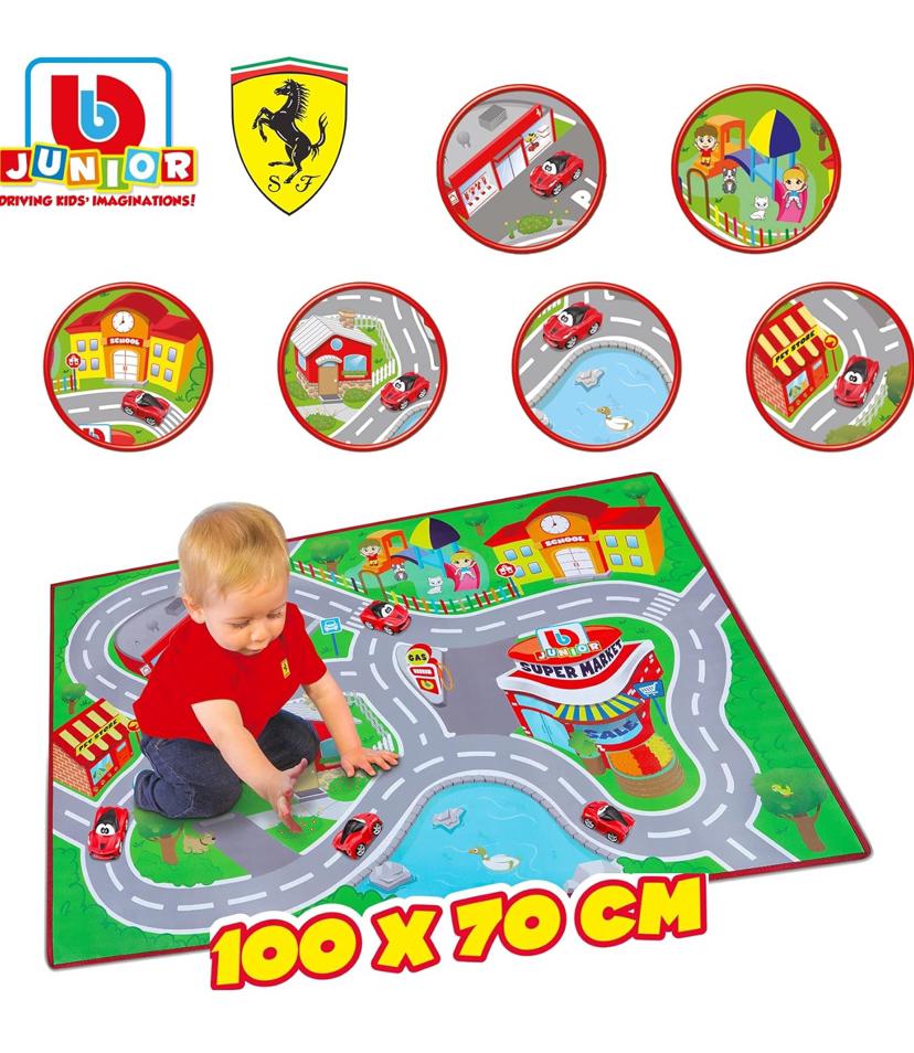 Bburago B16-85007 Animal BB Junior Ferrari City PLAYMAT, Multiple, Large