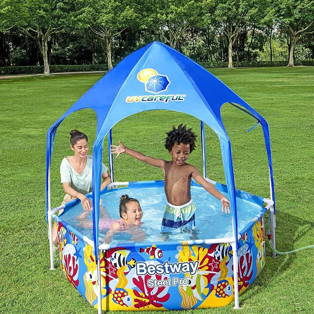Bestway Steel Pro Above Ground Pool with Sun Shade by BESTWAY