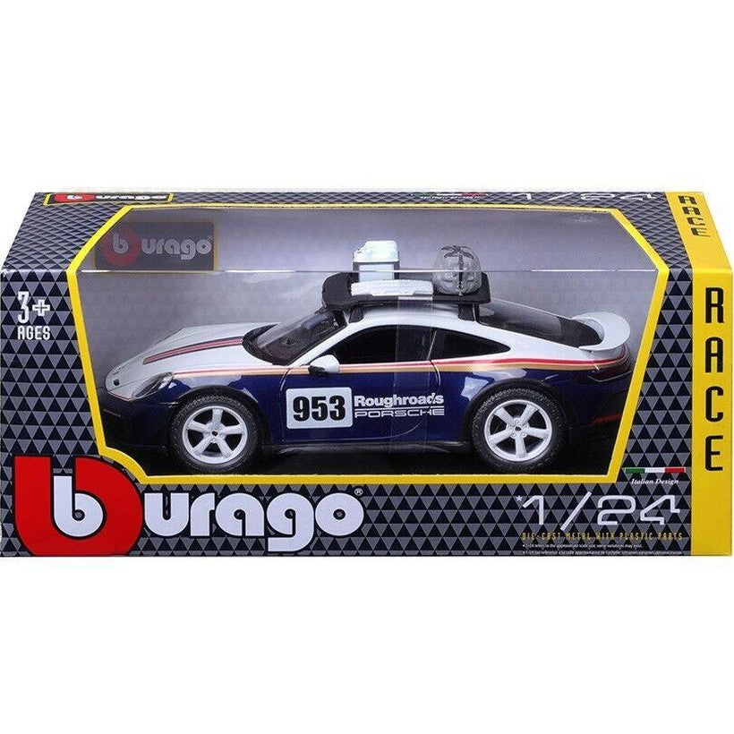 Burago Porsche 911 Dakar #953 "Roughroads" Blue & White 1/24 Diecast 28029 by Burago