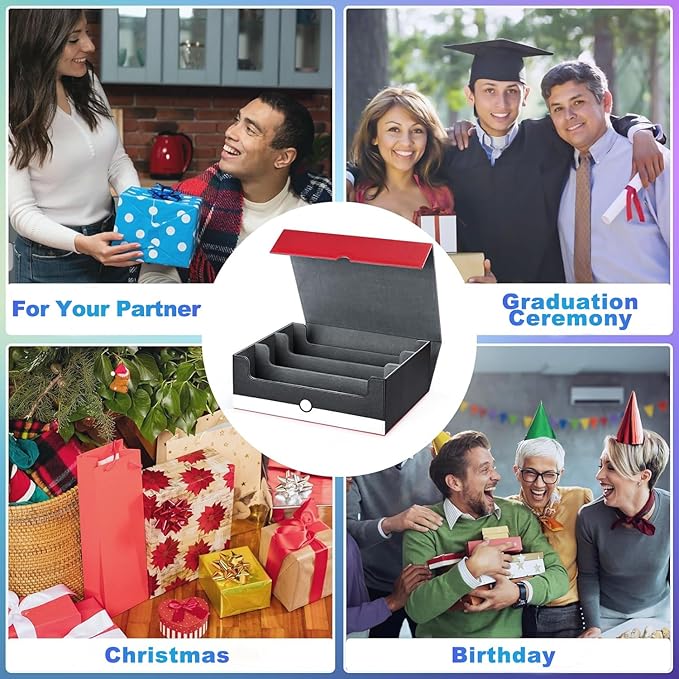 Card Storage Box for Trading Cards, 1800+ PU Leather Commander Card Deck Case, Magnetic Closure Card Holder Fits for Magic Game Cards (Red&White) by OFFBRAND