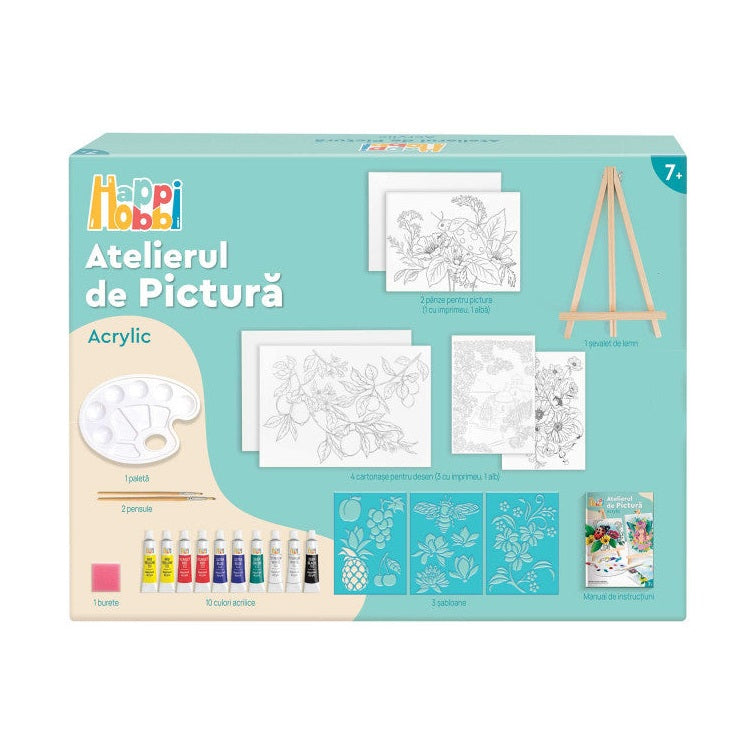 HappiHobbi Painting Workshop Acrylic Drawing Set With Wooden Easel by HappiHobbi
