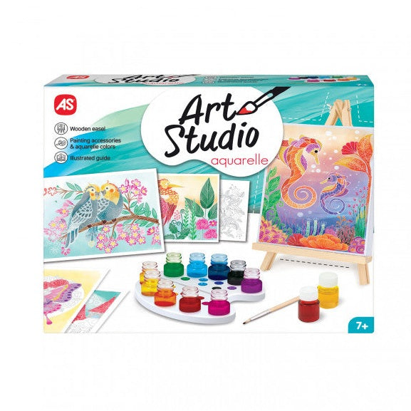 Painting Workshop Aquarelle Drawing Set With Wooden Easel by AS Art