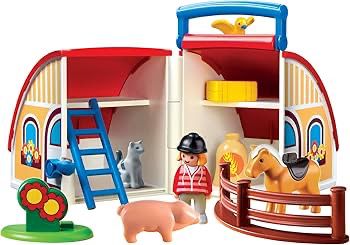 Playmobil 1 2 3 Take Along Barn, Multi Color (70180)