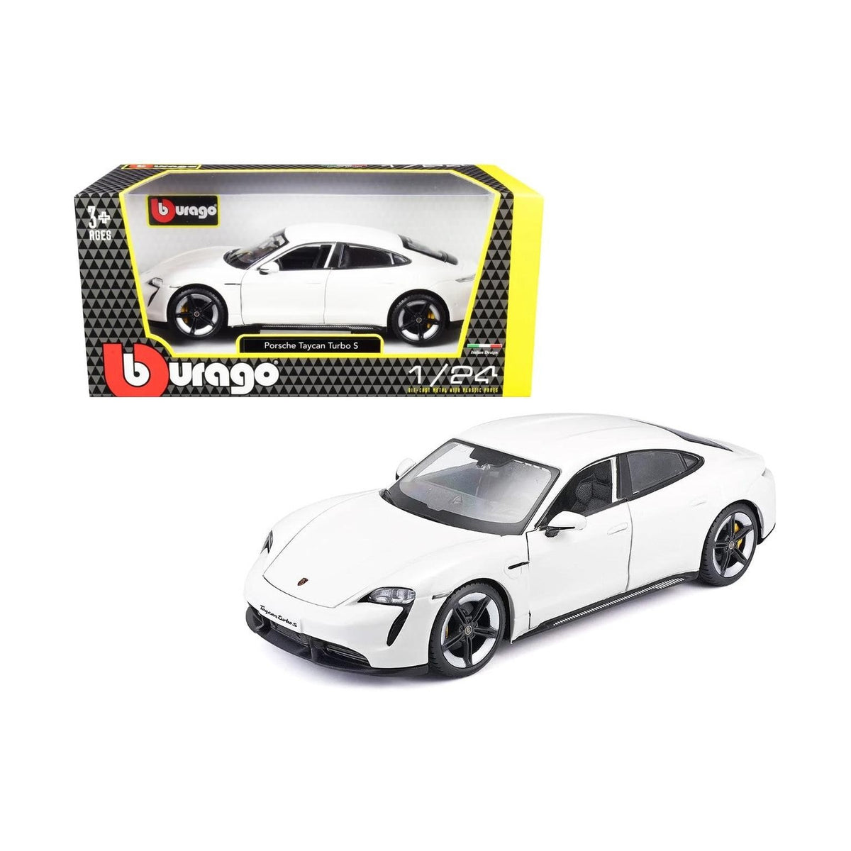 Porsche Taycan Turbo S White 1/24 Diecast Model Car by Bburago by Burago