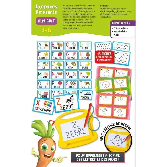 CAROTINA Apprentissage de l'alphabet Mini ardoise magique
