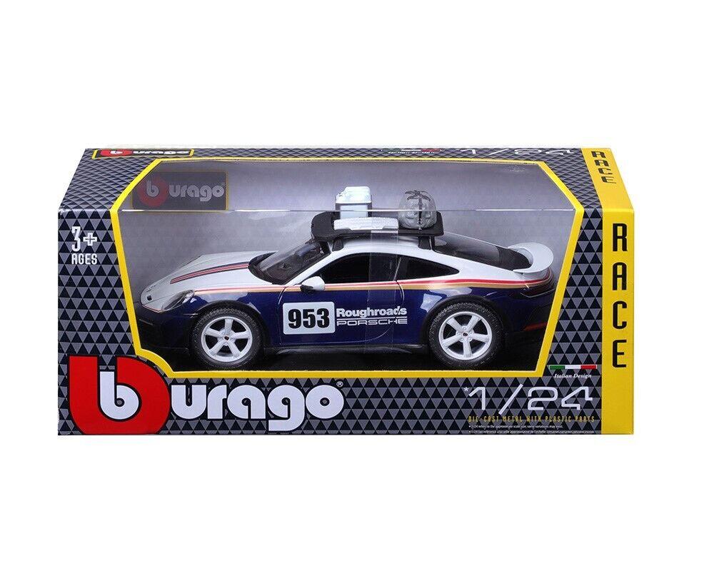 Burago Porsche 911 Dakar #953 "Roughroads" Blue & White 1/24 Diecast 28029