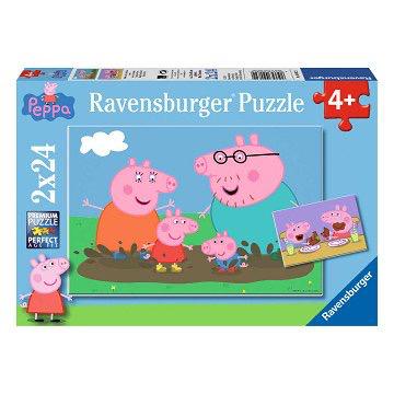 PUZZLE 2X24PCS HAPPY FAMILY PEPPA PIG