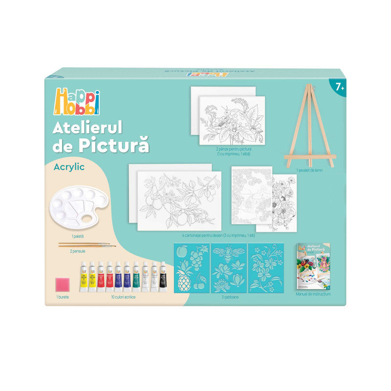 HappiHobbi Painting Workshop Acrylic Drawing Set With Wooden Easel