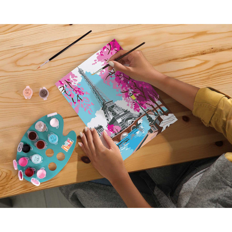 HappiHobbi Paint & Frame Paint by Numbers Spring Paris