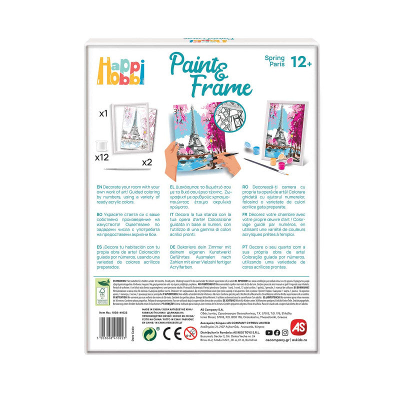 HappiHobbi Paint & Frame Paint by Numbers Spring Paris