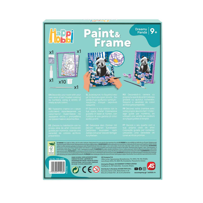 HappiHobbi Paint & Frame Paint by Numbers Dreamy Panda
