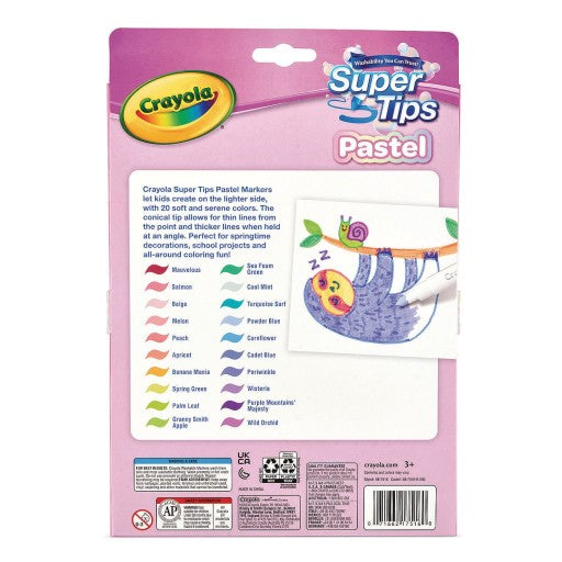 Crayola SuperTips Pastel Washable Markers, Pack of 20 by Crayola