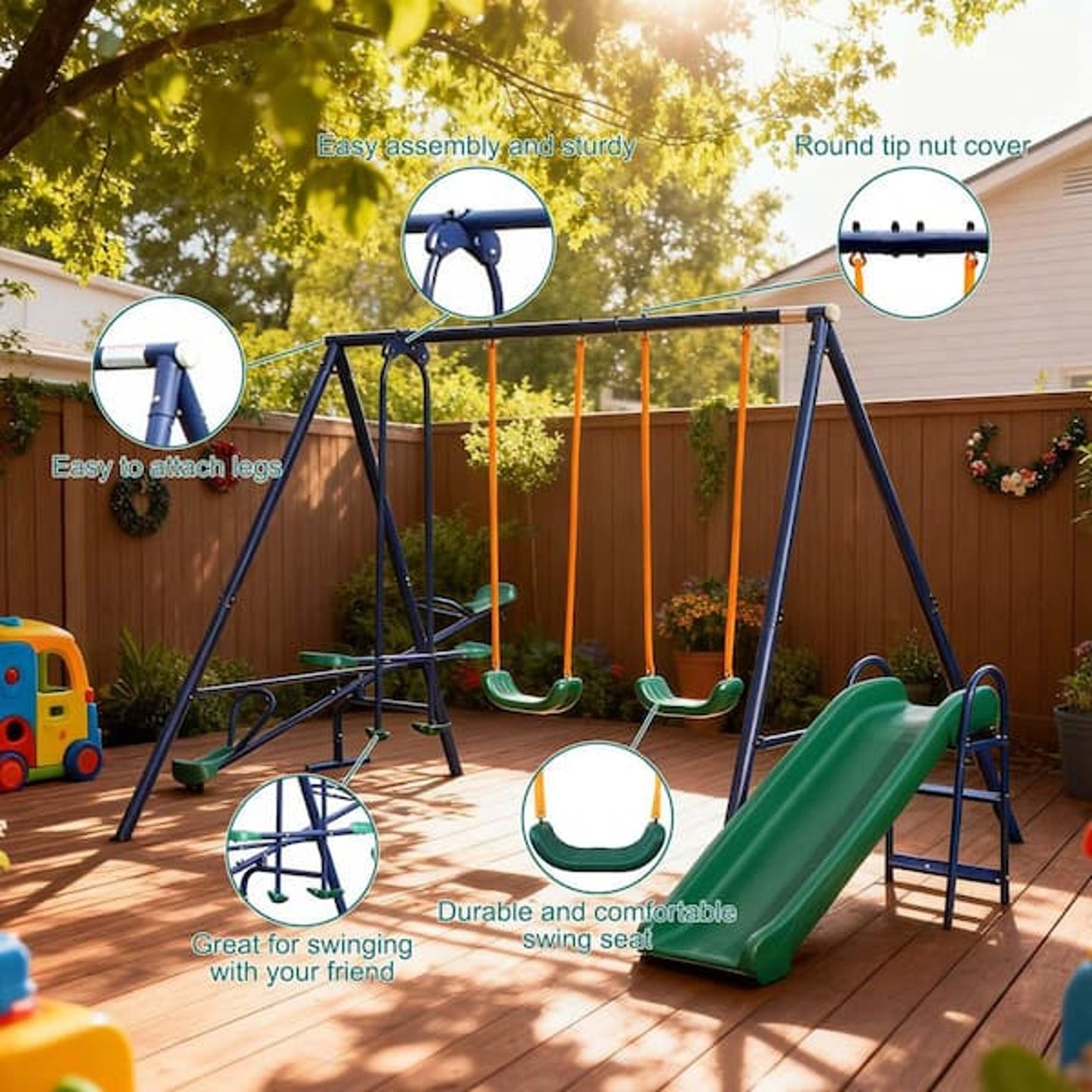 Intex Double Swing Set with Seesaw for Kids by Intex