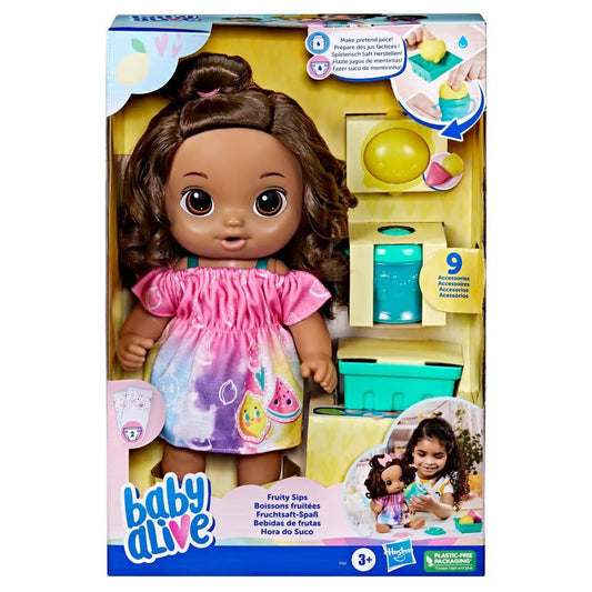 Baby Alive Fruity Sips Doll, Lemon, Brown Hair