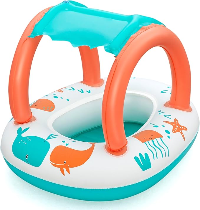 Bestway UV Care Comfort Plush Shaded Baby Boat Sea Animals 84X67cm