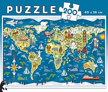 Educa - World Map, Sean Sims, 200 Piece Children's Puzzle