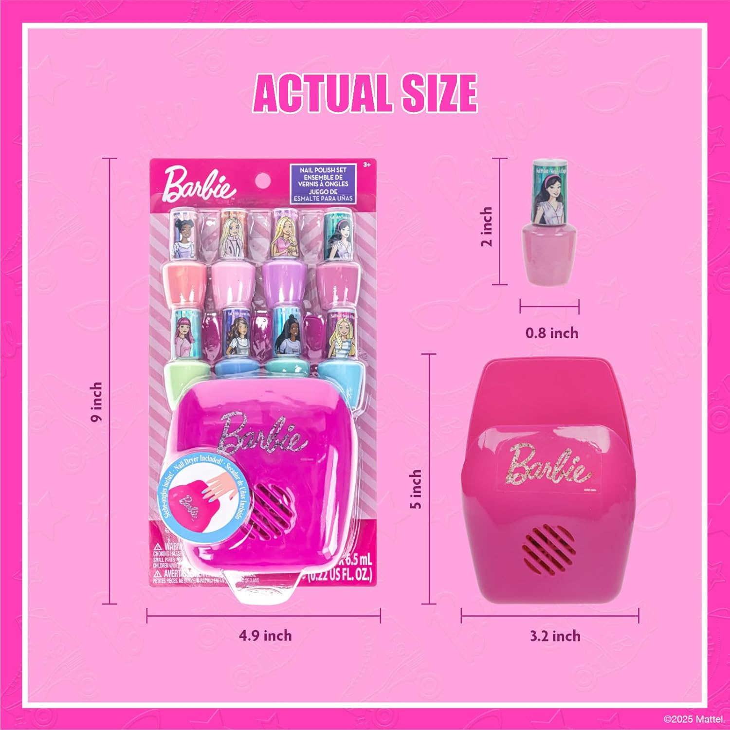 Townley Girl Barbie Peel-Off Nail Polish Set with Dryer by Townley Girl