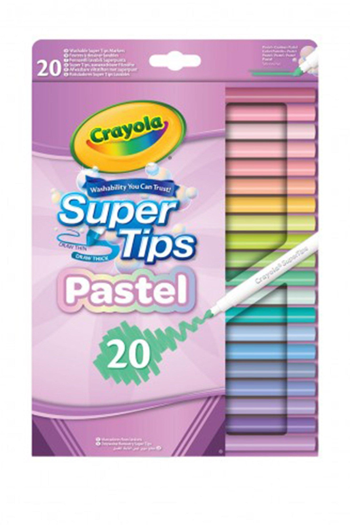 Crayola SuperTips Pastel Washable Markers, Pack of 20 by Crayola