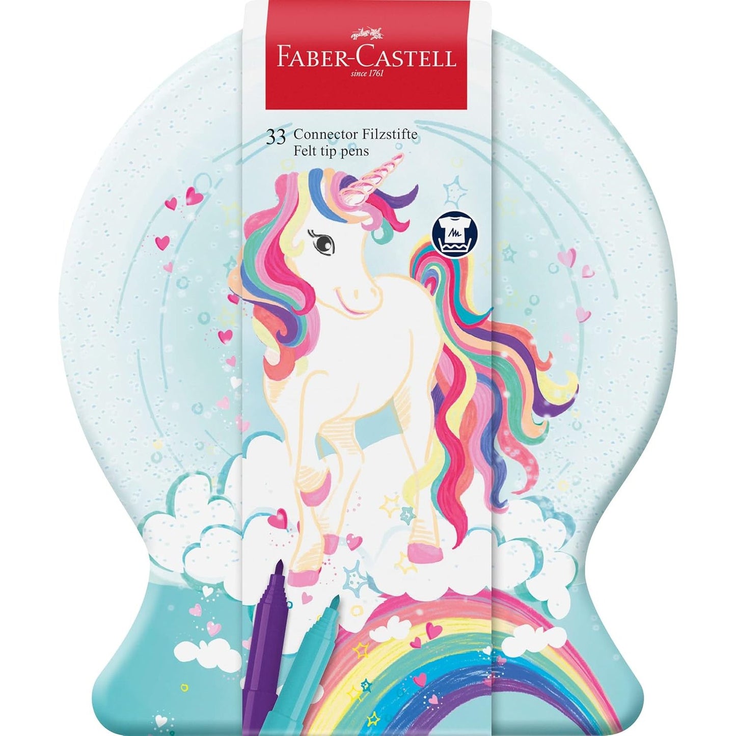Faber-Castell Connector Unicorn Snow Globe Tin 33 Felt Tip Pens by Faber-Castell