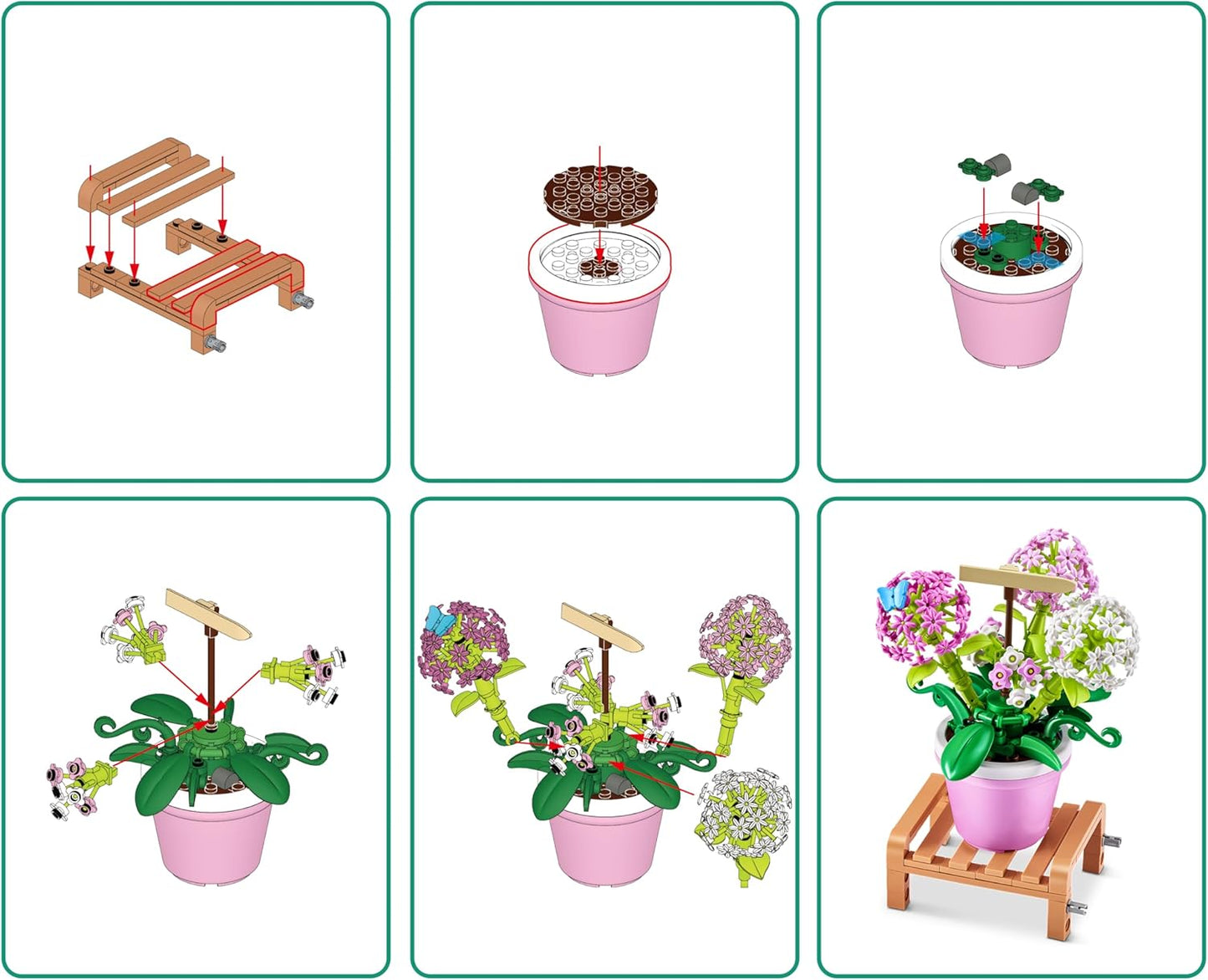 MAX Premium Garden Pot Plants Building Bricks Collection
