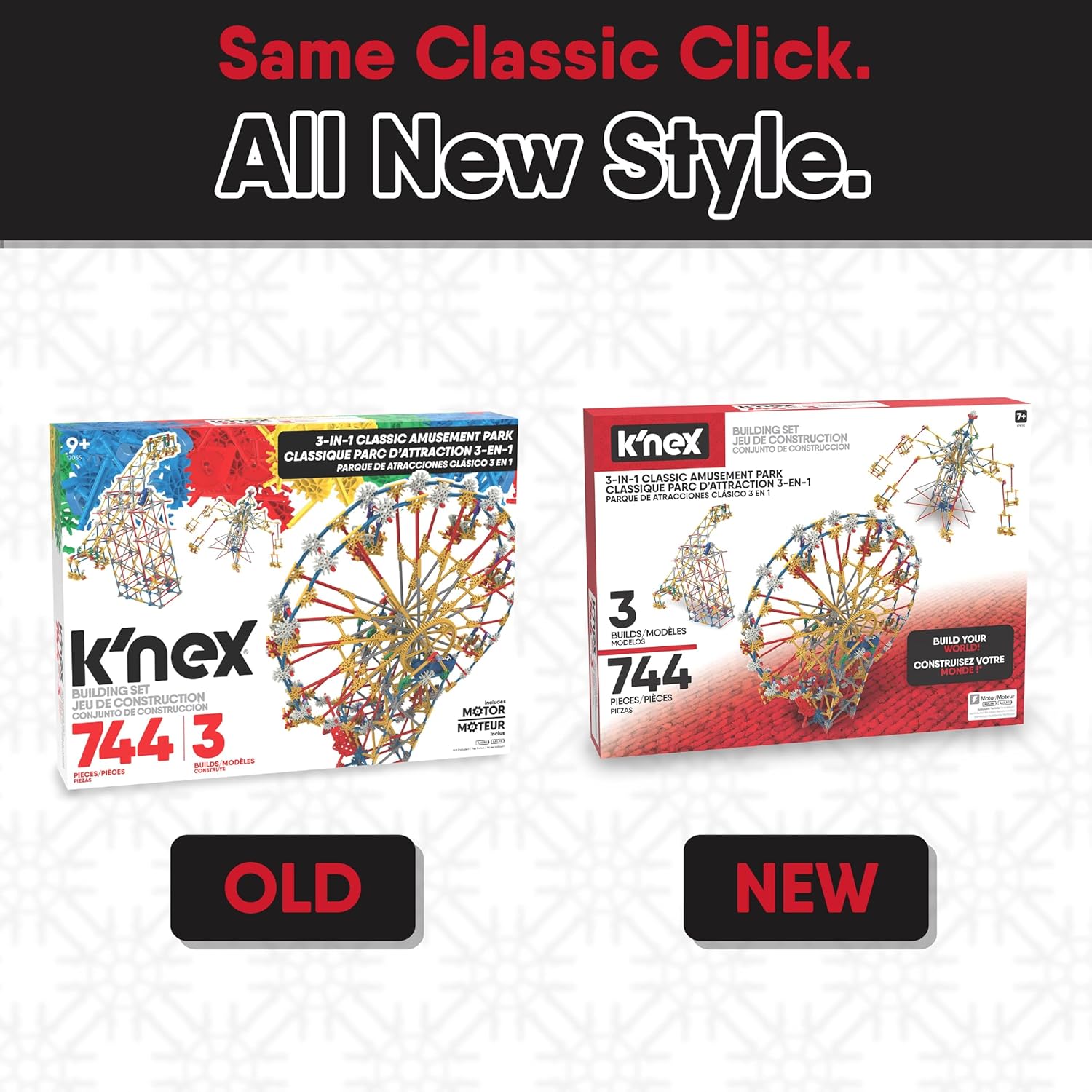 K'Nex Thrill Rides 3-in-1 Amusement Park Set by Basic Fun