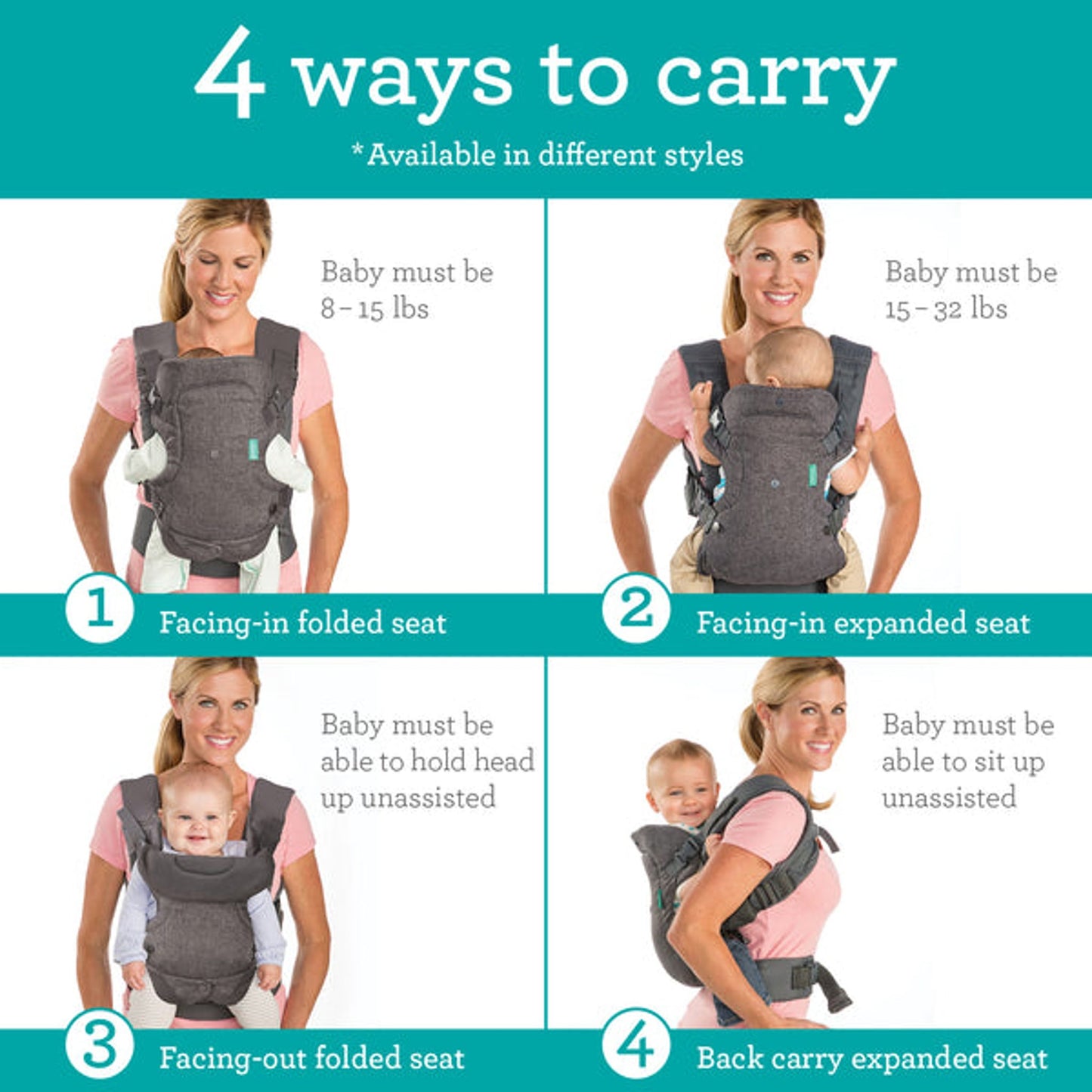 Infantino Flip Advanced 4-in-1 Mesh Baby Carrier by B-kids