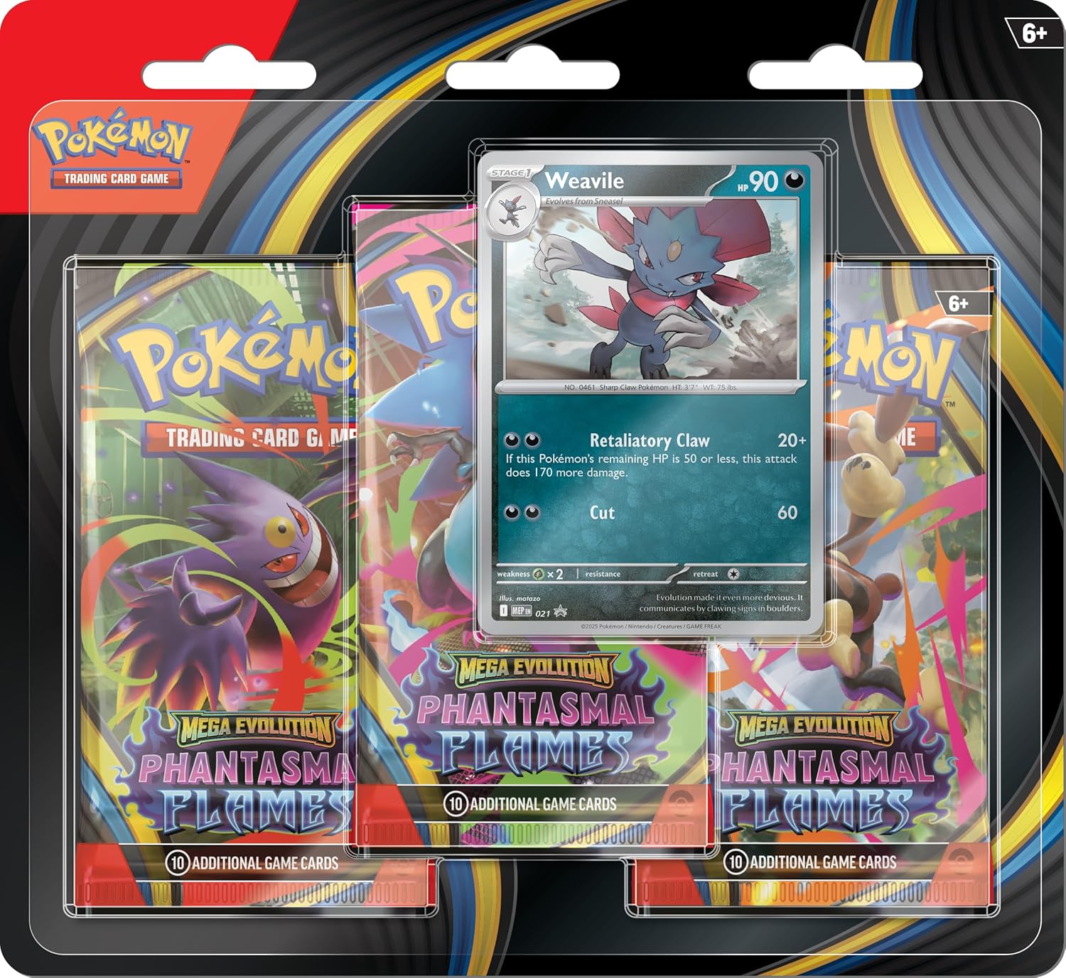 Pokémon TCG: Mega Evolution Phantasmal Flames Triple Pack (Weavile) by The Pokémon Company