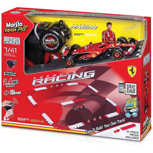 BURAGO RC FORMULA Racing Ferrari SF-24 diecast 1:41 with TRACK by BURAGO