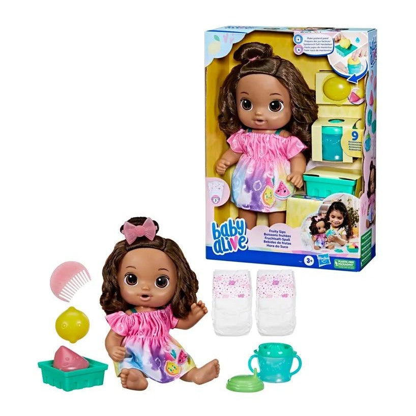 Baby Alive Fruity Sips Doll, Lemon, Brown Hair by Hasbro