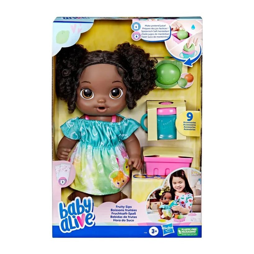 Baby Alive Fruity Sips Doll, Lime, Black Hair by Hasbro