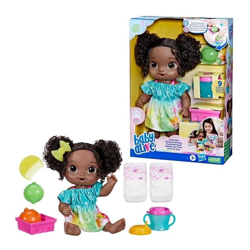 Baby Alive Fruity Sips Doll, Lime, Black Hair by Hasbro