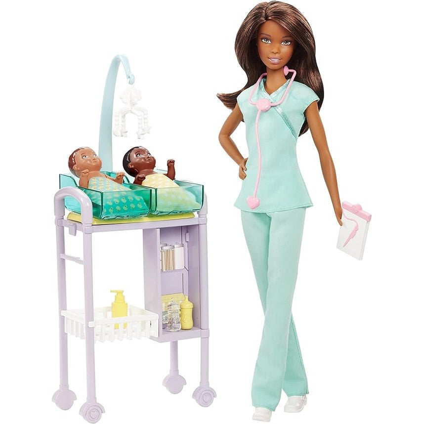 Barbie Careers Baby Doctor Doll Playset, Brunette by Mattel