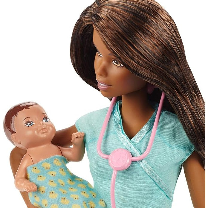 Barbie Careers Baby Doctor Doll Playset, Brunette by Mattel