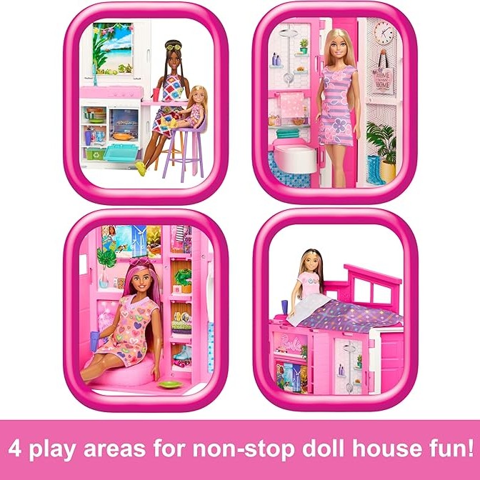 Barbie Dollhouse Playset, Getaway House with 11 Accessories by Mattel