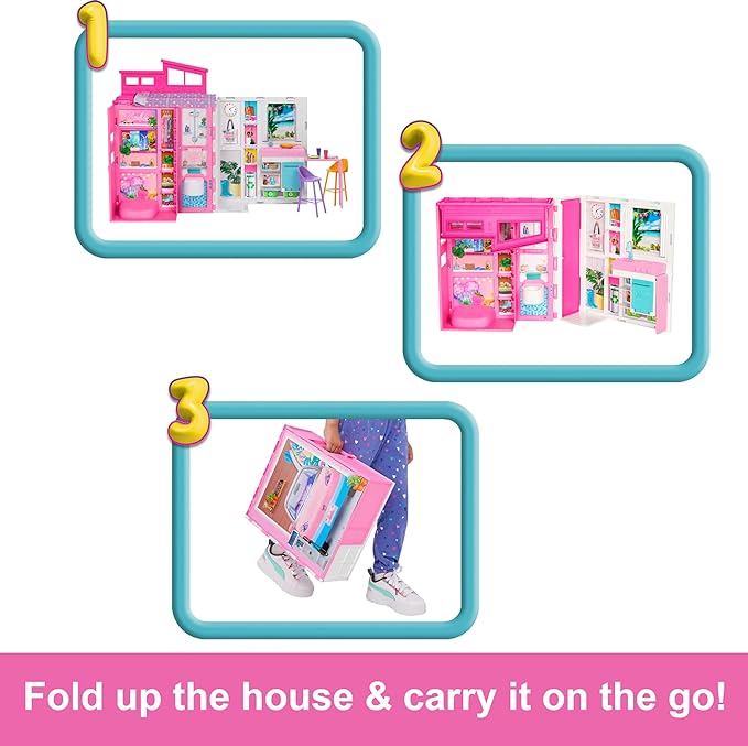 Barbie Dollhouse Playset, Getaway House with 11 Accessories by Mattel