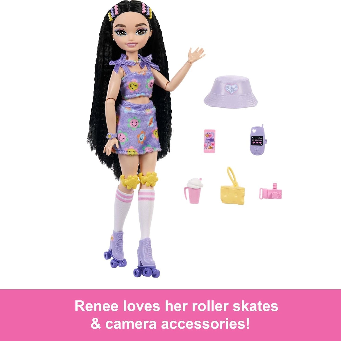 Barbie Dream Besties Renee Posable Roller Skating Fashion Doll by Mattel