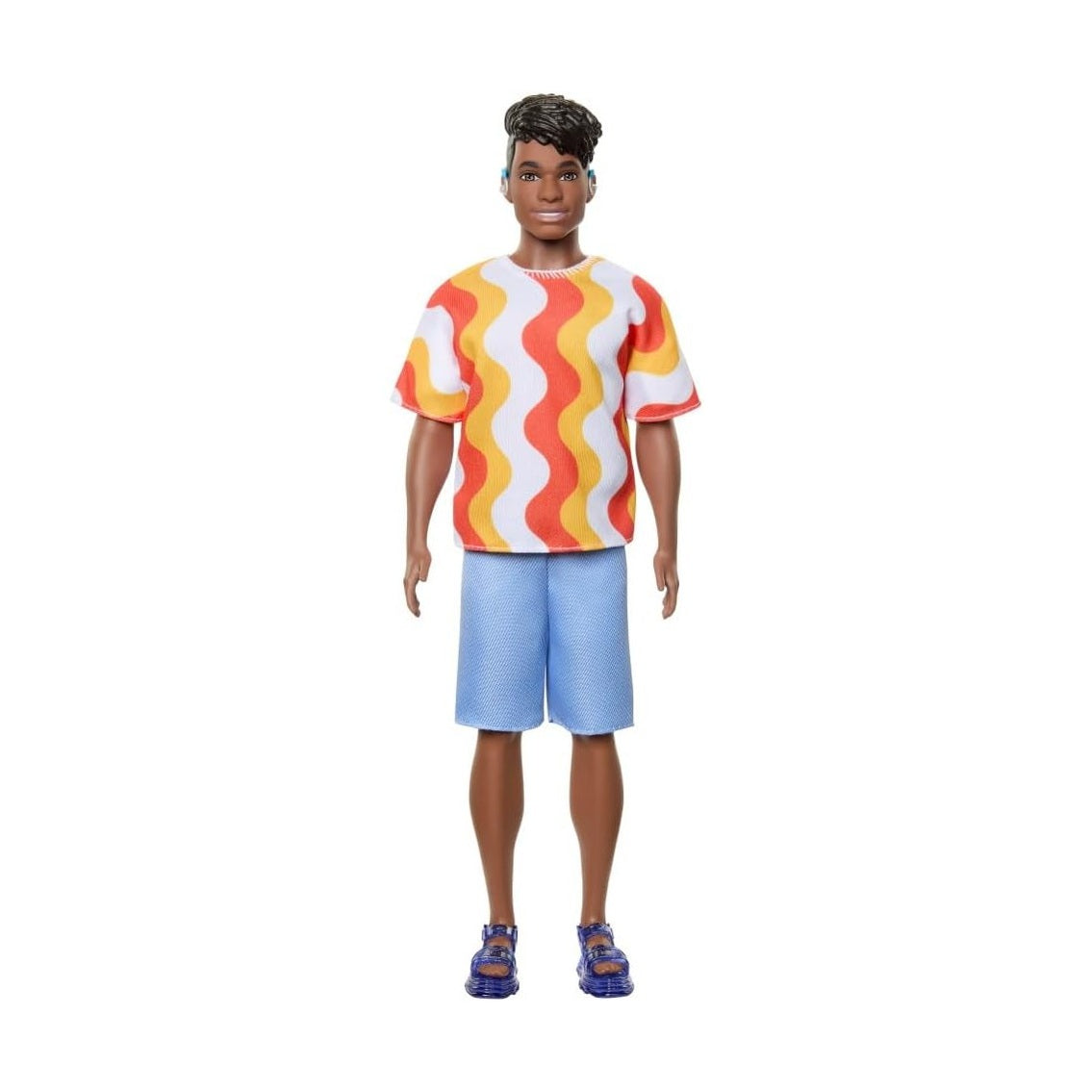 Barbie Fashionistas Ken Doll With Hearing Aids Wearing An Orange Shirt & Jelly Shoes by Mattel
