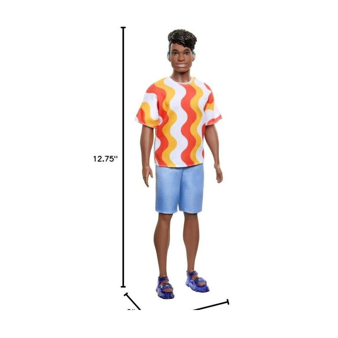 Barbie Fashionistas Ken Doll With Hearing Aids Wearing An Orange Shirt & Jelly Shoes by Mattel
